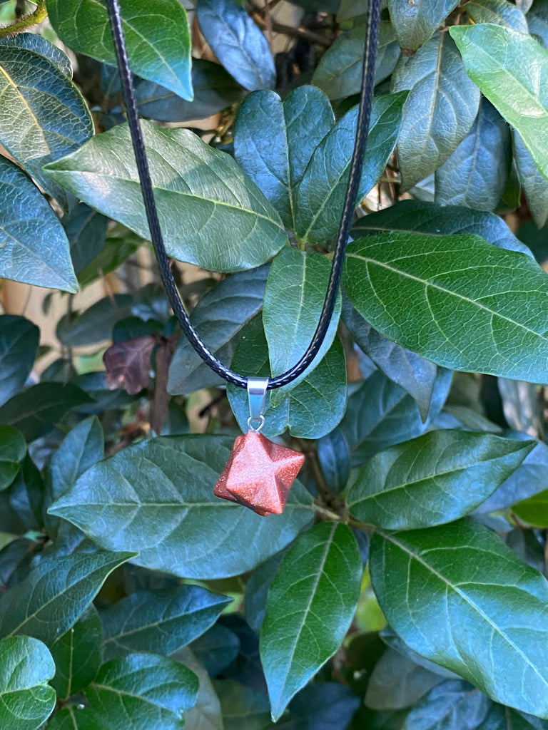 Red Goldstone Merkaba Corded Necklace - Practical Magic Store