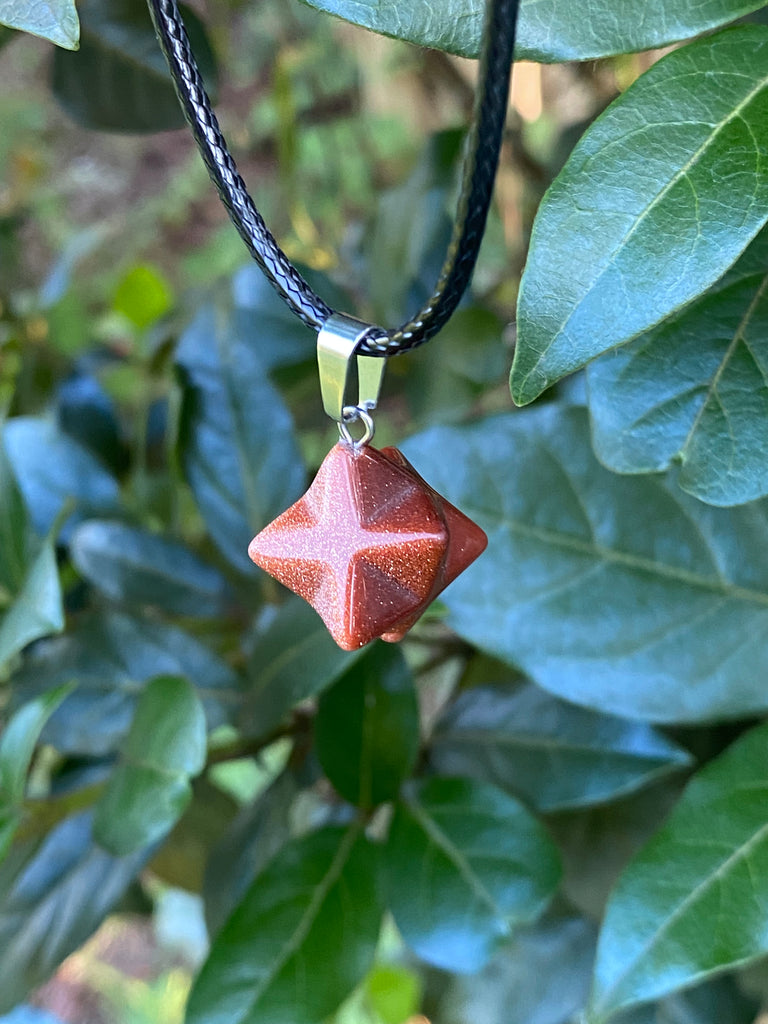 Red Goldstone Merkaba Corded Necklace - Practical Magic Store