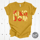 Red Kingdom short sleeve graphic tee by The Graphic Tee, featuring bold design on a vibrant red fabric.