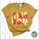 Red Kingdom short sleeve graphic tee by The Graphic Tee, featuring bold print on a vibrant red cotton fabric.