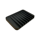 Black silicone soap dish from Refillism, designed for home and cleaning use, with a flexible, durable surface for soap storage.