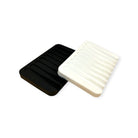 Black silicone soap dish from Refillism, designed for home and cleaning use, with a textured surface for soap drainage.