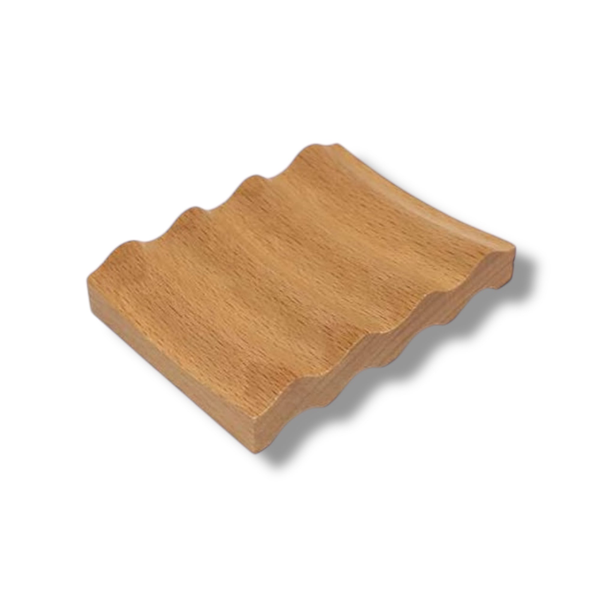 Wooden wavy soap dish by Refillism, designed for home and cleaning use, with a stylish, natural wood finish.