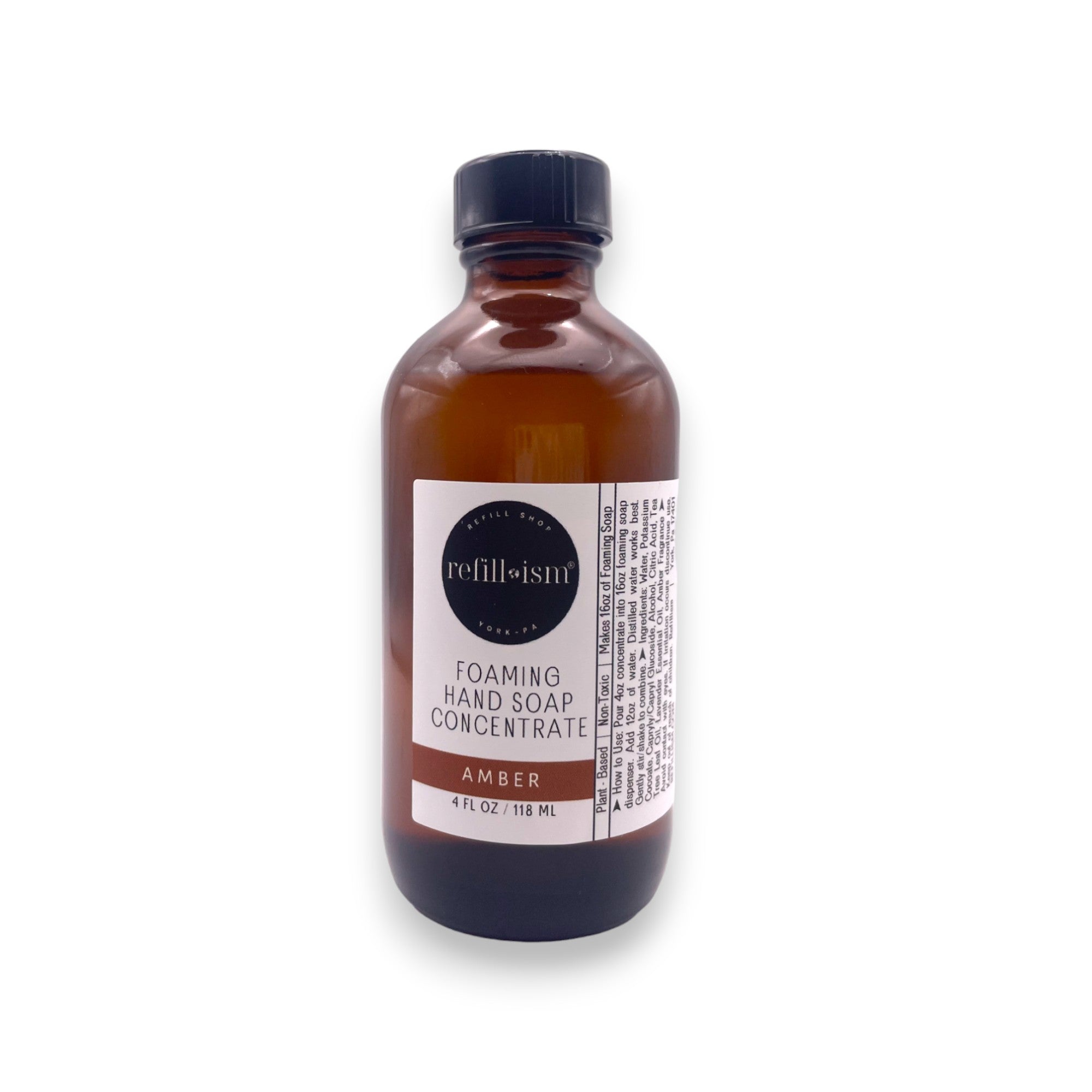 Refillism Amber Foaming Hand Soap Concentrate in a clear bottle, personal care product for gentle hand cleansing