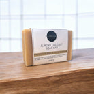 Almond coconut soap bar by Refillism, natural personal care product with a smooth, creamy texture and fresh scent.