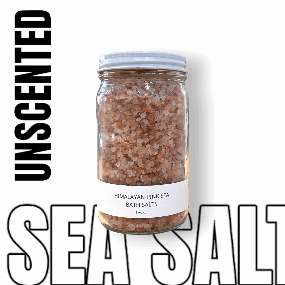 Refillism Himalayan Pink Sea Salt bath salts in an 8oz container, natural pink mineral bath salts for personal care.