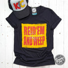 Black Heather Reid 'Em And Weep graphic short sleeve crew neck tee by The Graphic Tee, shown flat on a white background.