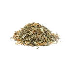 Herbal tea in a glass mug with fresh herbs and flowers, designed for nursing support by Sage & Stone Apothecary.