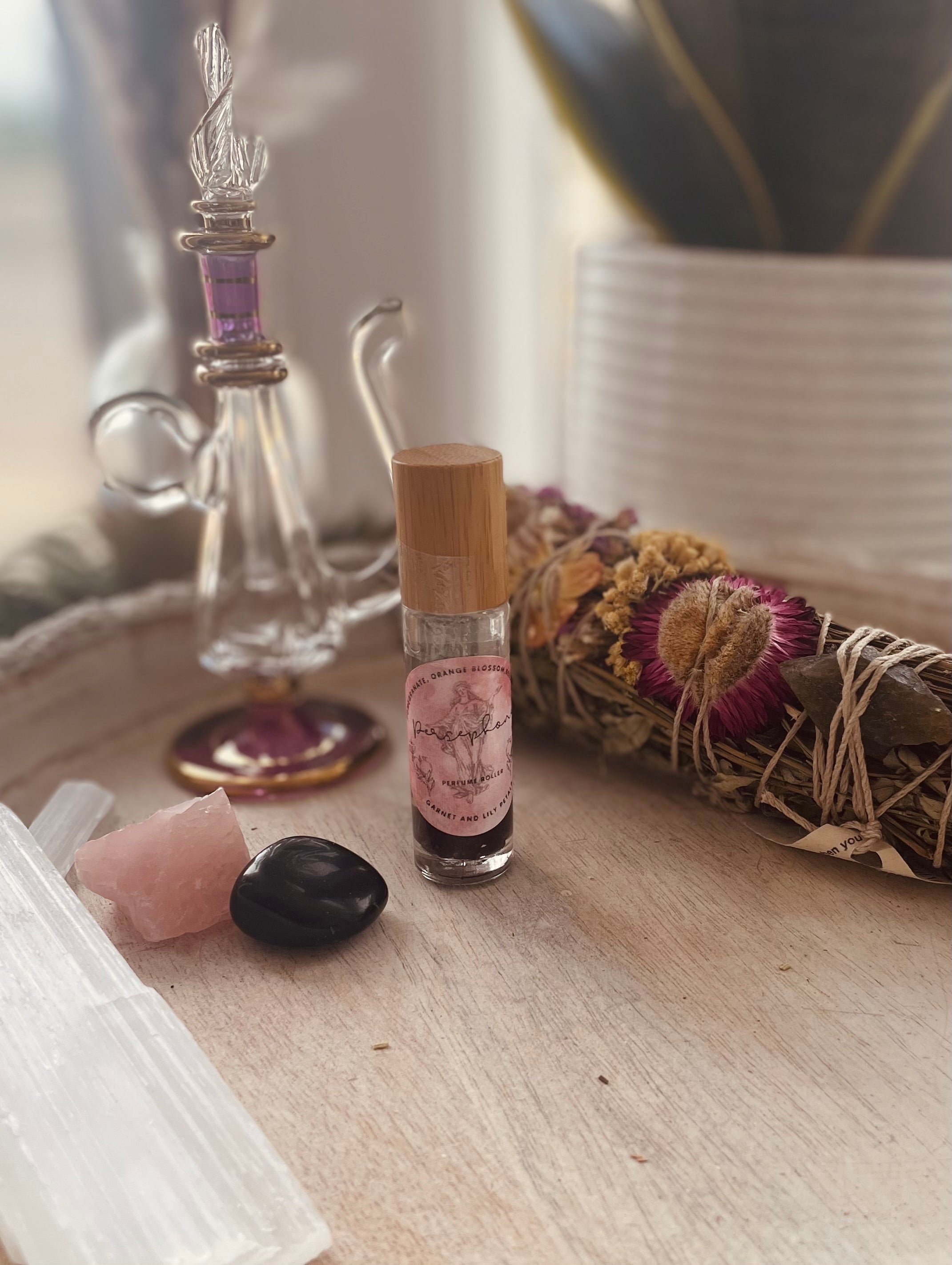 Sage & Stone Apothecary Goddess Perfume Roller with floral and herbal scent, designed for body care and easy application.