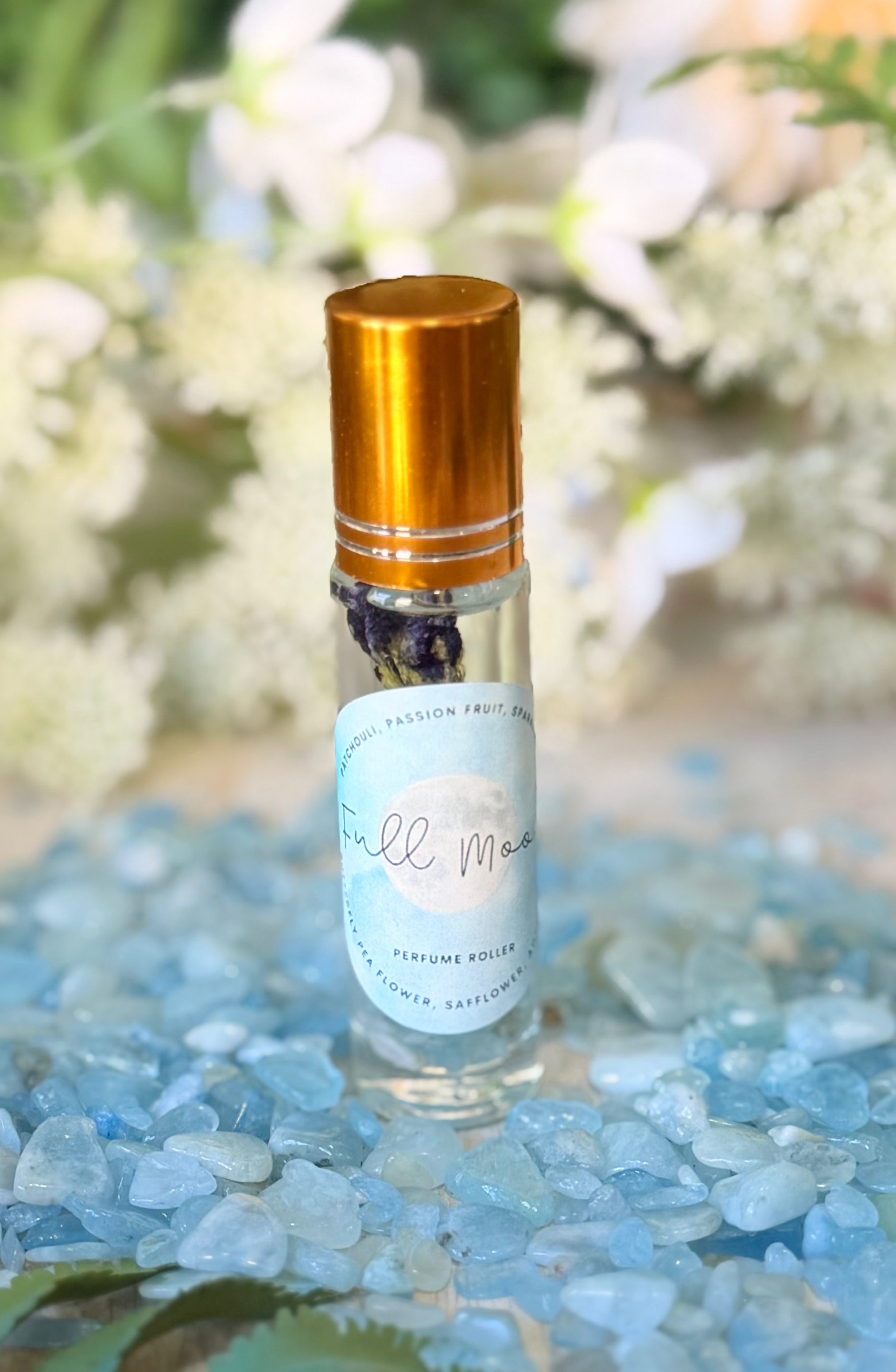 Sage & Stone Apothecary Goddess Perfume Roller for body care with floral and herbal scent in a compact glass roll-on bottle.
