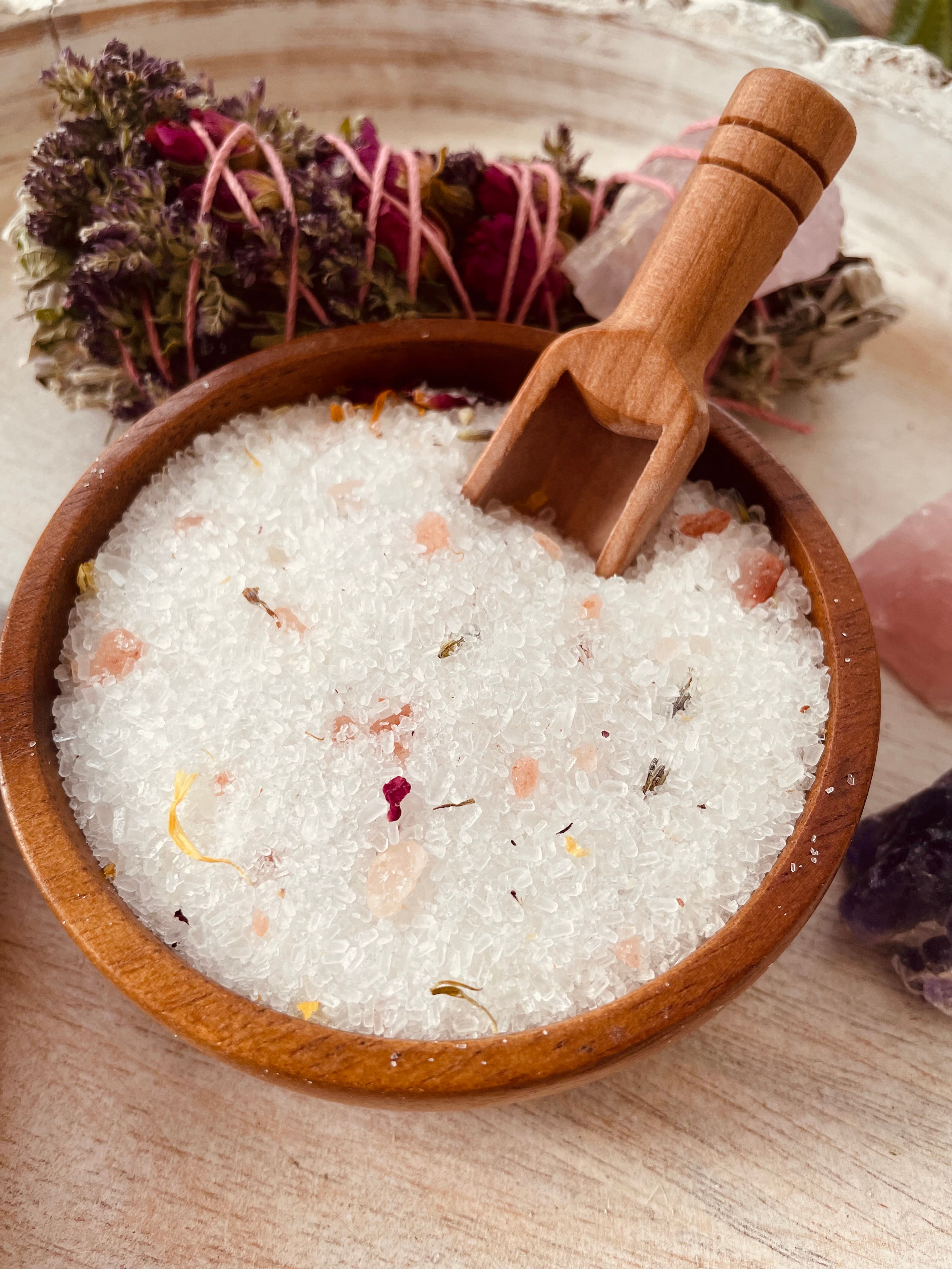 Sage & Stone Apothecary Love Potion herbal bath salt tube for relaxing body care and wellness, with natural herbal ingredients.
