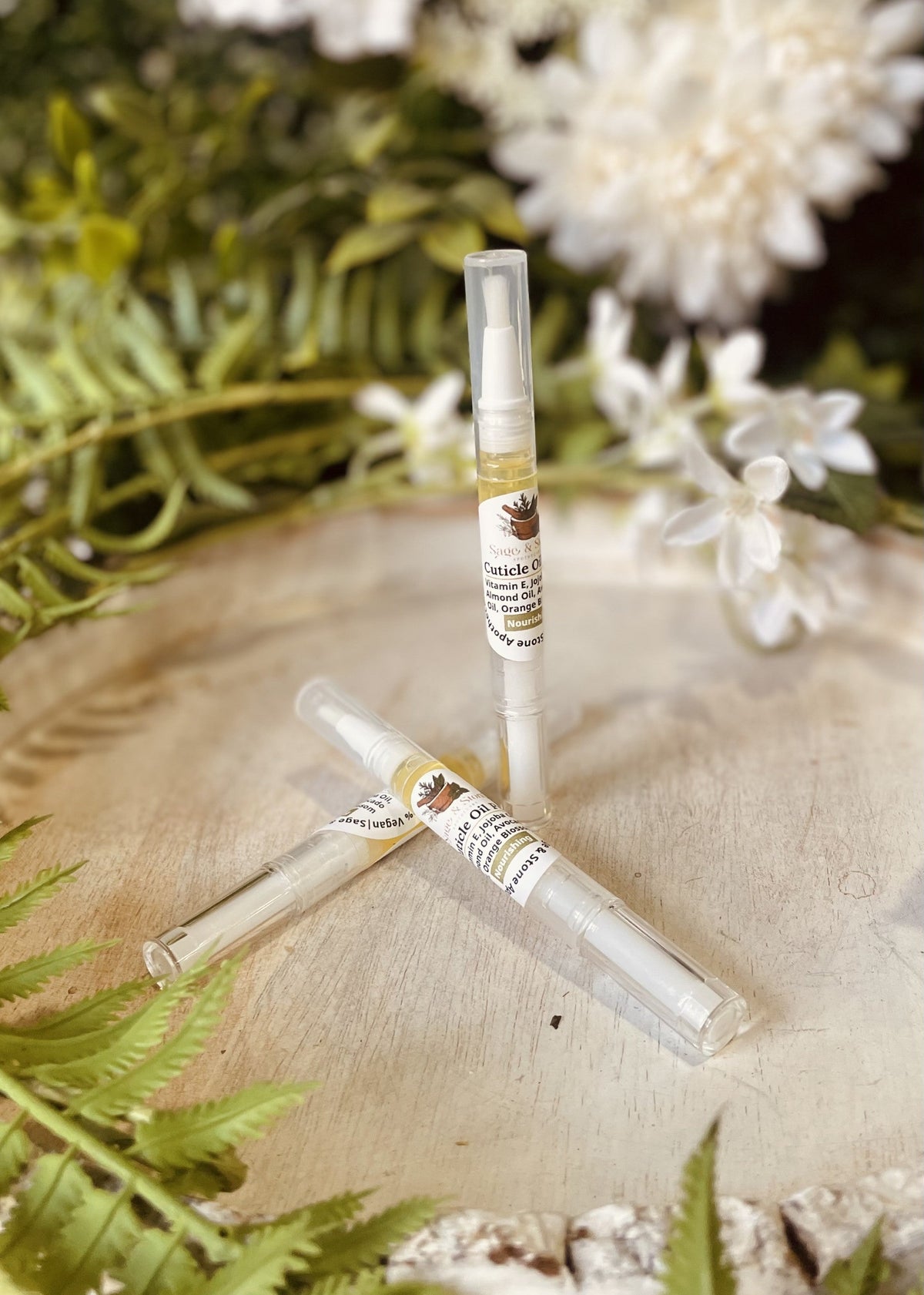 Sage & Stone Apothecary nourishing cuticle oil pen with sleek design, perfect for moisturizing and caring for cuticles.