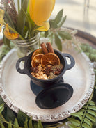 Sage & Stone Apothecary Cozy Home Simmer Pot Blend in a jar, with herbs and spices for making a warm, inviting simmer pot.