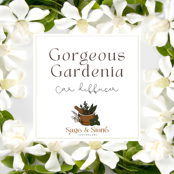 Sage & Stone Apothecary Gardenia Car Diffuser gift with elegant design and fresh gardenia scent in a decorative container