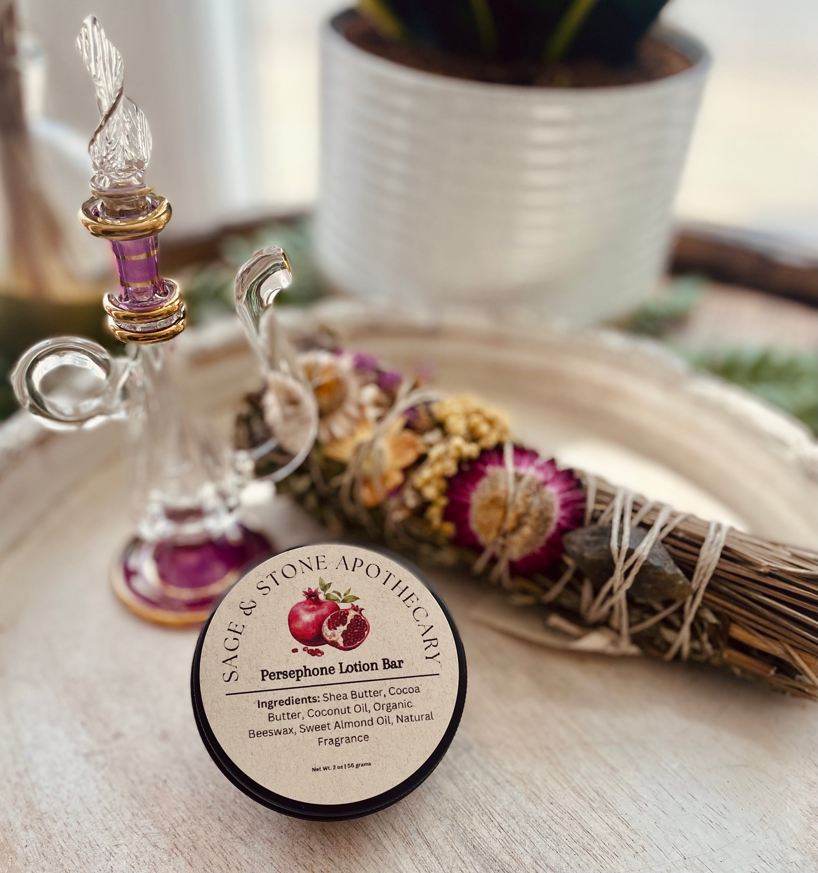 Sage & Stone Apothecary Persephone Lotion Bar for body care, with natural ingredients and smooth, solid lotion texture.
