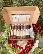 Assorted cozy winter tea sampler by Sage & Stone Apothecary with various tea bags in a seasonal package.