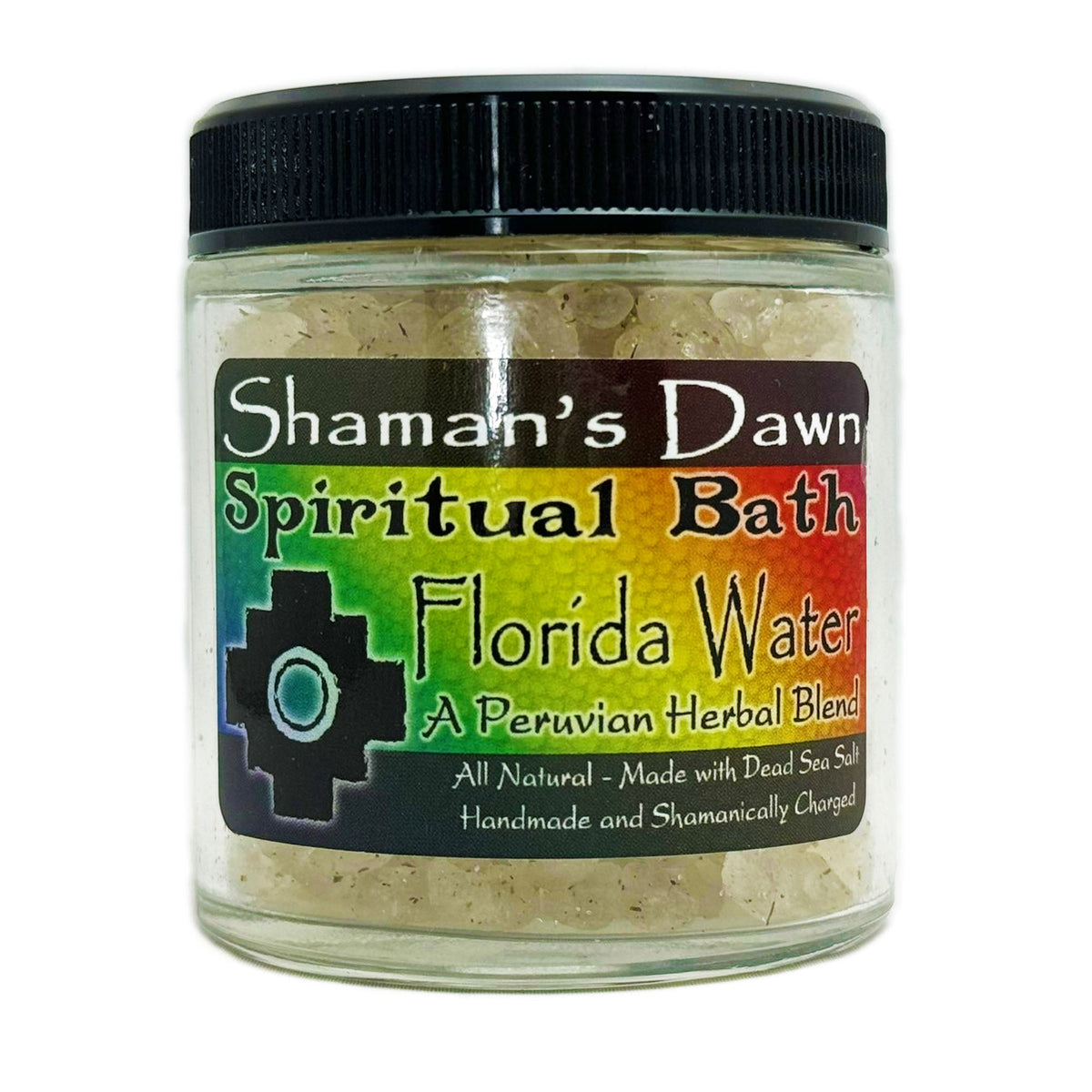 Silhouette of a bath with Florida Water spiritual bath salts by Shamans Dawn, featuring Dead Sea salts and aromatic herbs.