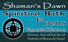 Shamans Dawn Focus Spiritual Bath with Dead Sea Salt in a clear glass bowl, showcasing mineral-rich bath salts for relaxation and renewal.