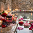 Relaxing bath with Shamans Dawn Love Spiritual Dead Sea Salt, featuring a serene setting for a calming bathing experience.