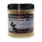 Silhouette of a person enjoying a spiritual purification bath with Dead Sea salt, promoting relaxation and cleansing.