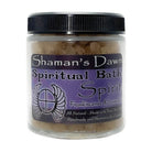 Silhouette of a person relaxing in a bath with Shamans Dawn Spirit Spiritual Bath Dead Sea Salt, creating a calming and rejuvenating atmosphere.