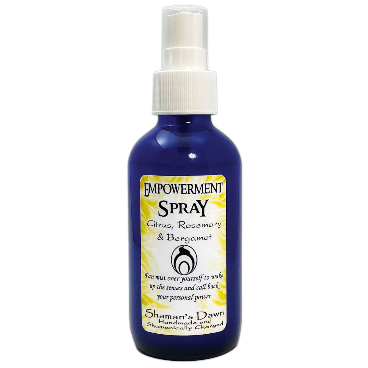 Silhouette of Shamans Dawn Empowerment Spray in a sleek spray bottle, highlighting its energizing and empowering design.