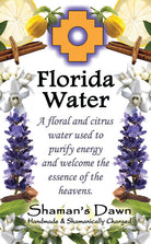 Shamans Dawn Florida Water spray bottle with clear liquid, traditional spiritual and cleansing product in a plastic spray container.