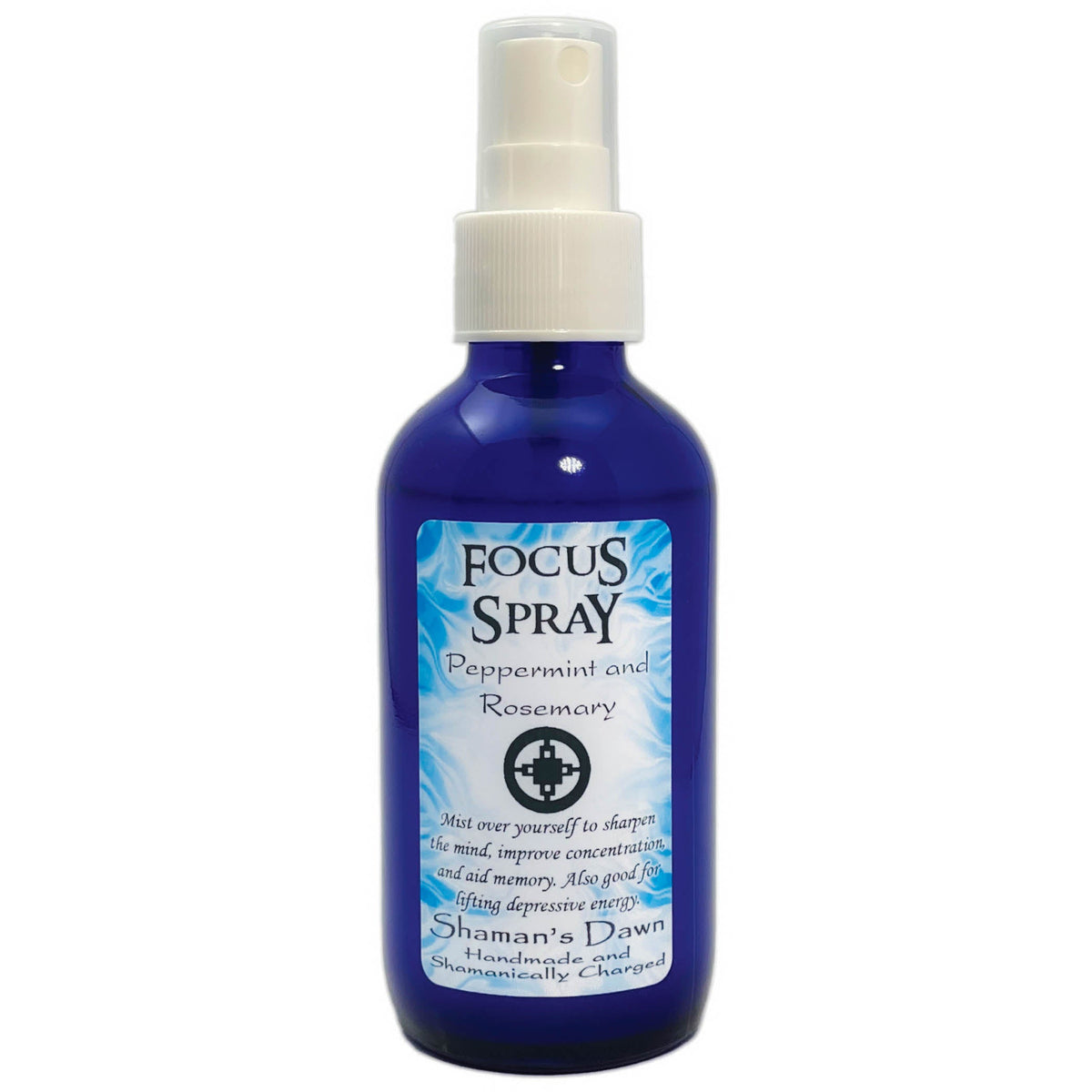 Silhouette of Shamans Dawn Focus Spray bottle, a spray product designed for enhancing concentration and mental clarity.
