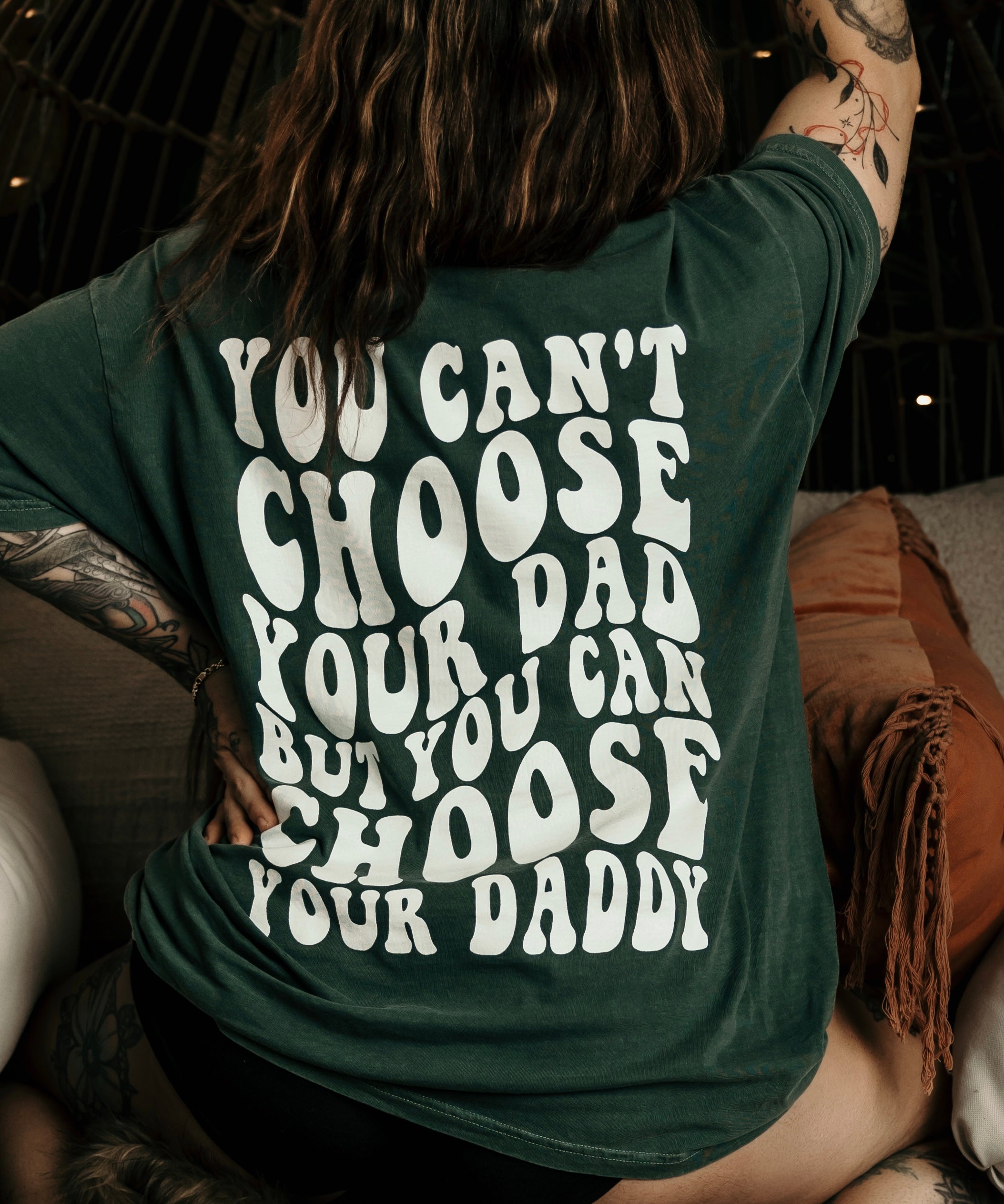 Choose Your Daddy graphic T-shirt by Shop Karma Tees, featuring a bold, colorful design on a casual cotton tee.