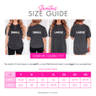 Size chart image for Choose Your Daddy graphic tee by Shop Karma Tees, showing measurements for comfortable fit.