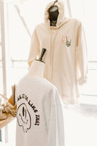Coffee and Anxiety graphic sweatshirt by Shop Karma Tees featuring a detailed coffee cup illustration and calming text.