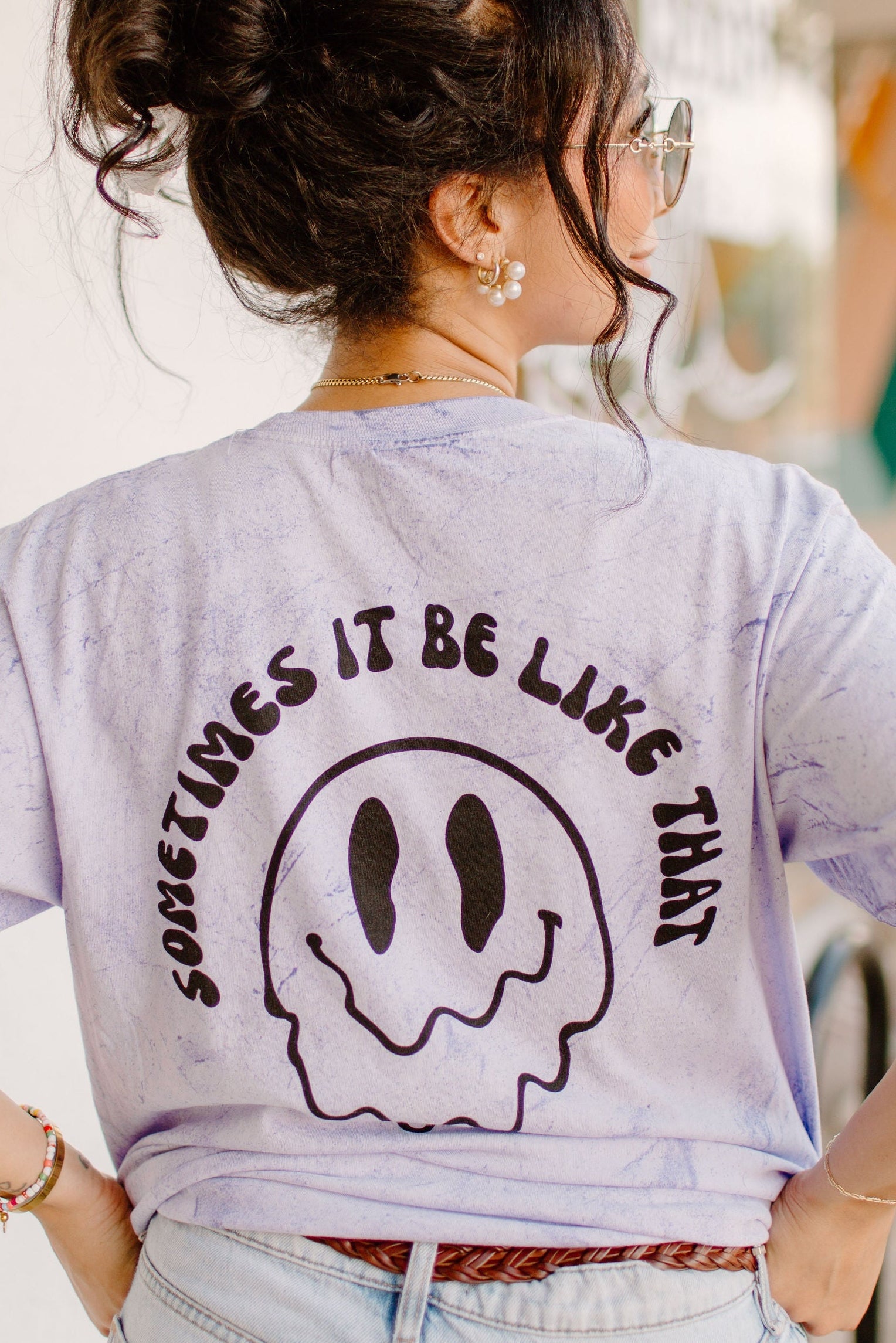 Black graphic T-shirt from Shop Karma Tees featuring a "Sometimes It Be Like That" design on the front.