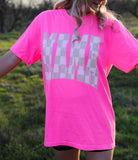 Mama Checkered Graphic Tee from Shop Karma Tees featuring a black and white checkered design on a casual cotton t-shirt.