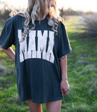 Mama checkered graphic T-shirt by Shop Karma Tees featuring a bold checkered design and casual fit.