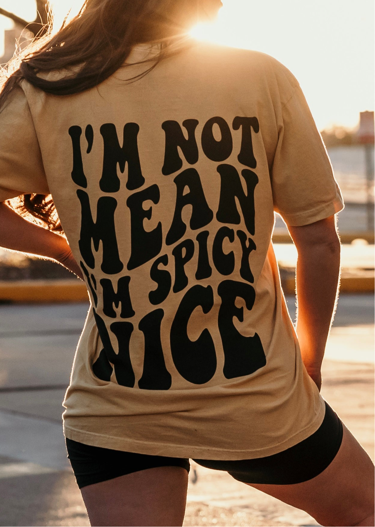 I'm Spicy Nice graphic T-shirt by Shop Karma Tees featuring bold, colorful spicy chili pepper design on a casual tee shirt.