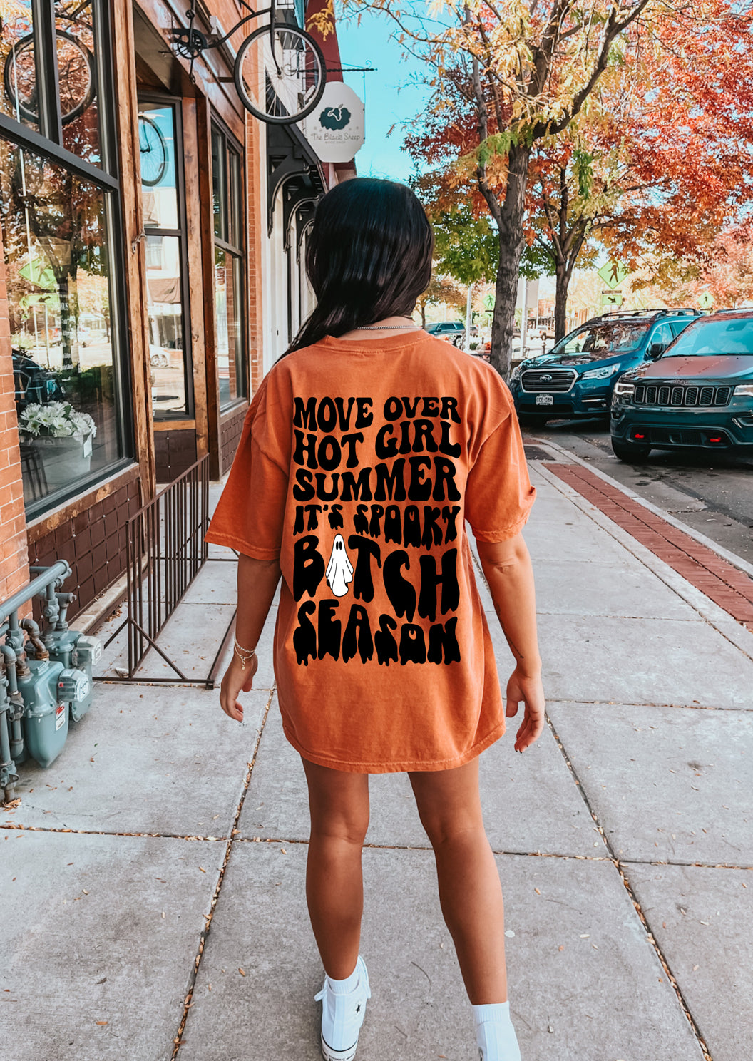 Small black graphic tee from Shop Karma Tees with "Move Over Hot Girl Summer" slogan and short sleeves.