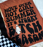 Black Move Over Hot Girl Summer graphic T-shirt from Shop Karma Tees featuring bold summer-themed text and short sleeves.