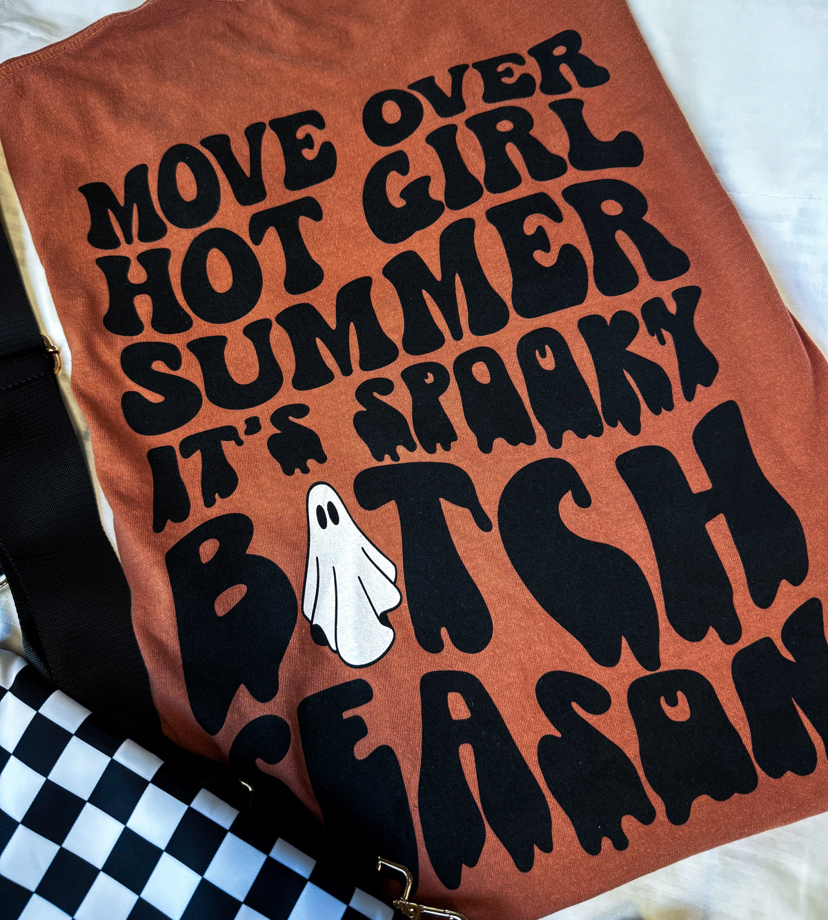 Black Move Over Hot Girl Summer graphic T-shirt from Shop Karma Tees featuring bold summer-themed text and short sleeves.