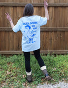 Silly Goose on the Loose graphic tee by Shop Karma Tees featuring a playful goose illustration on a casual crewneck or t-shirt