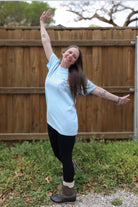 Silly Goose on the Loose graphic tee from Shop Karma Tees, featuring a playful cartoon goose design on a casual crewneck or t-shirt.