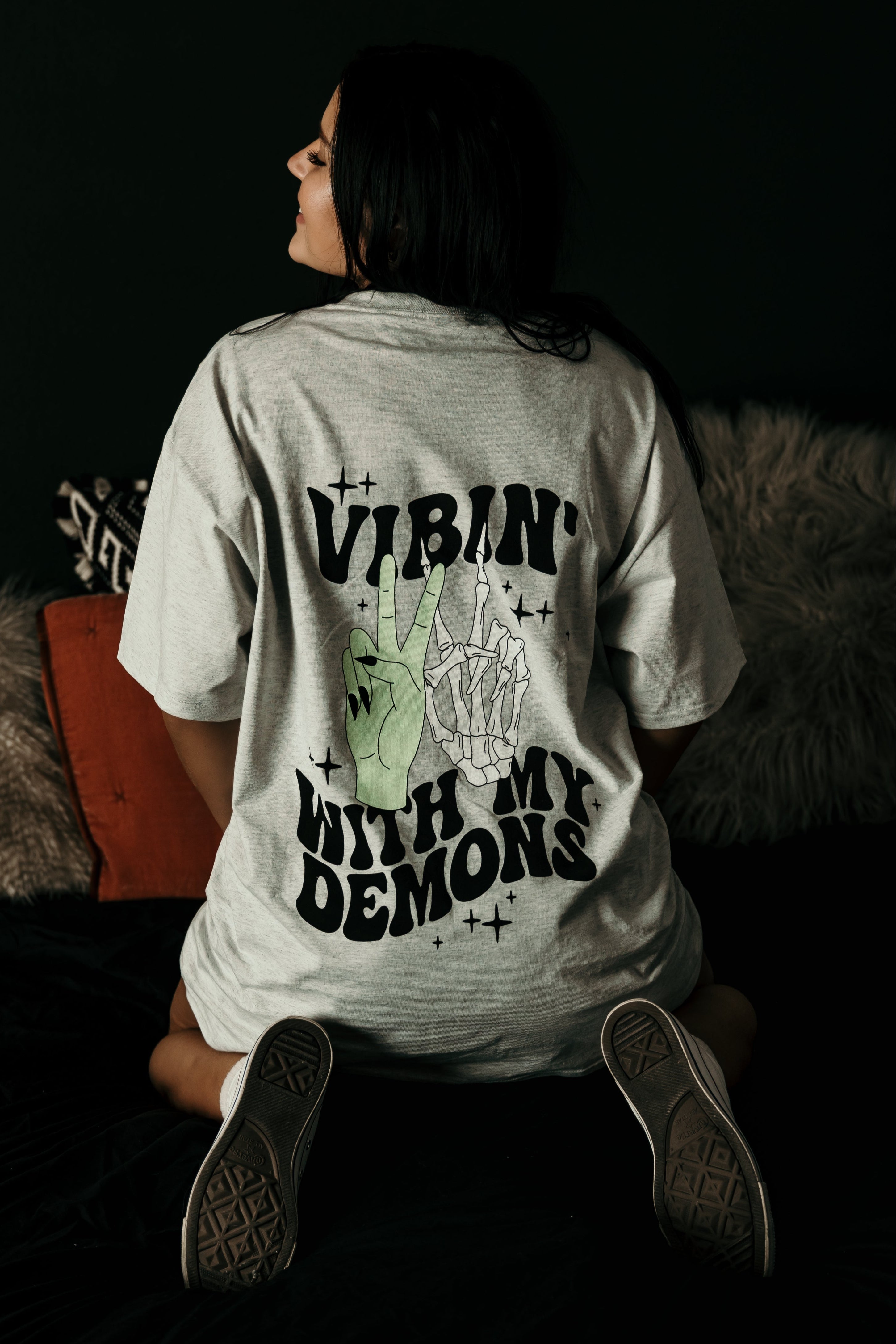 Vibin' Graphic Tee by Shop Karma Tees featuring colorful vibrant design on a casual cotton t-shirt.