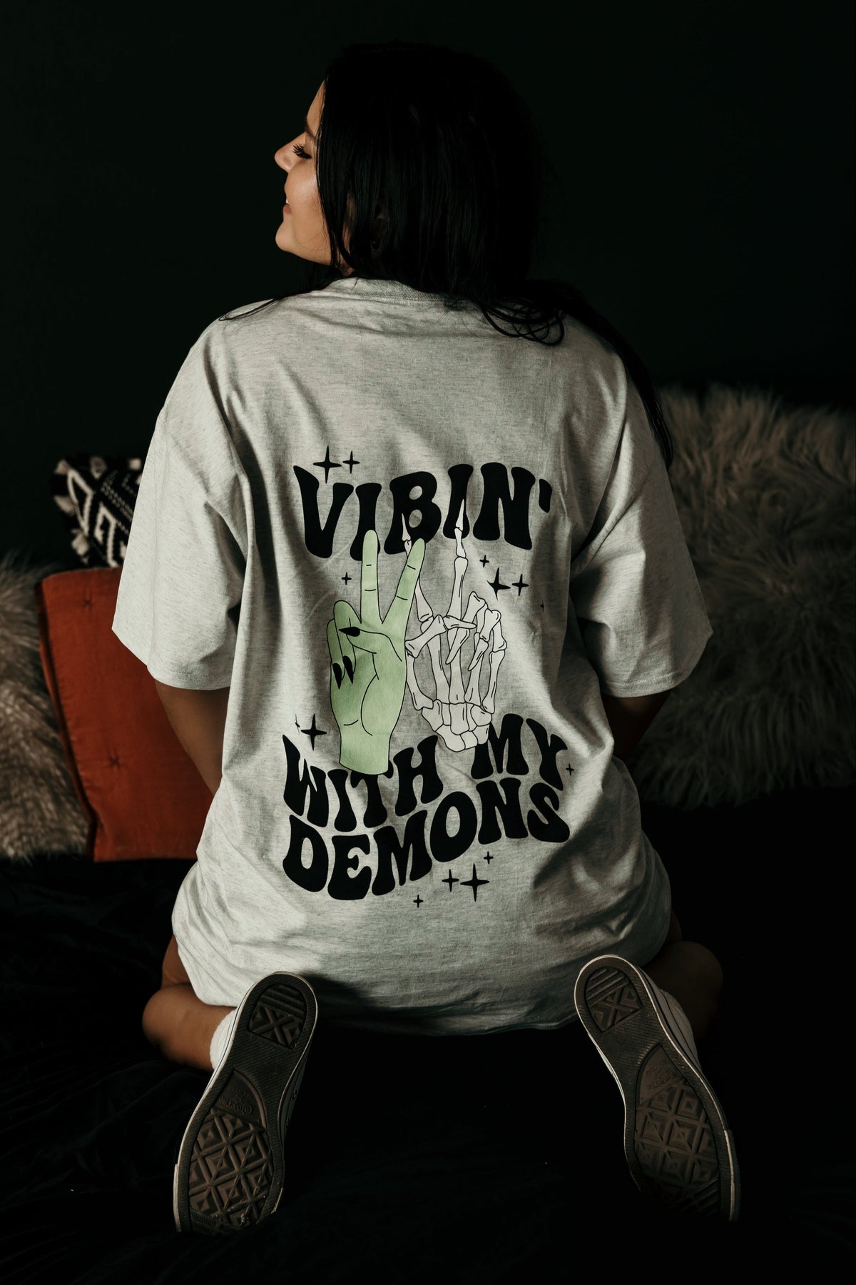 Vibin' Graphic Tee by Shop Karma Tees featuring colorful vibrant design on a casual cotton t-shirt.