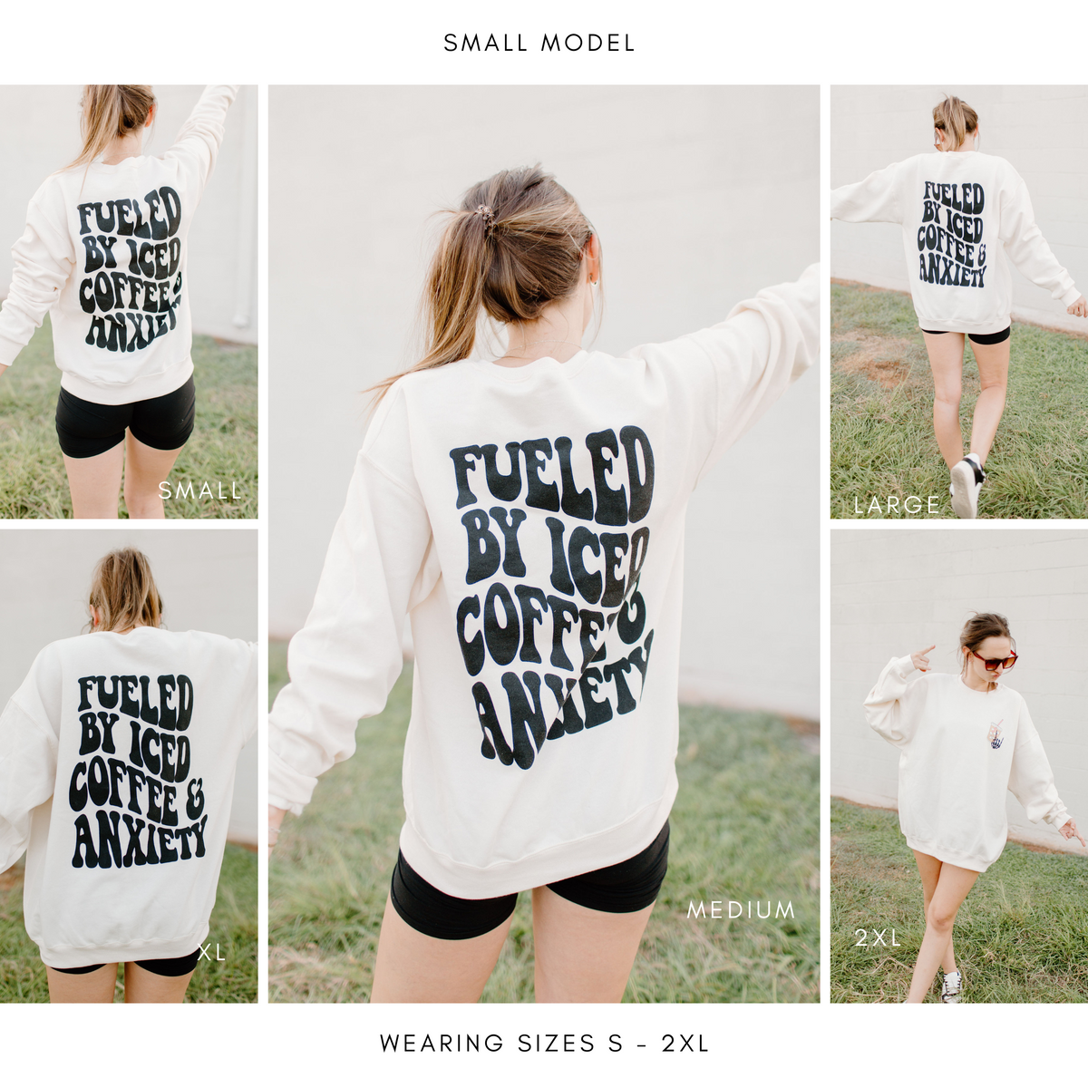 Gray Vibin' with My Demons graphic sweatshirt by Shop Karma Tees featuring a bold demon-themed design on soft fabric.