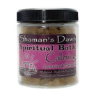 Silhouette of a calming spiritual bath with Dead Sea salt, featuring Shamans Dawn bath salts for relaxation and stress relief.