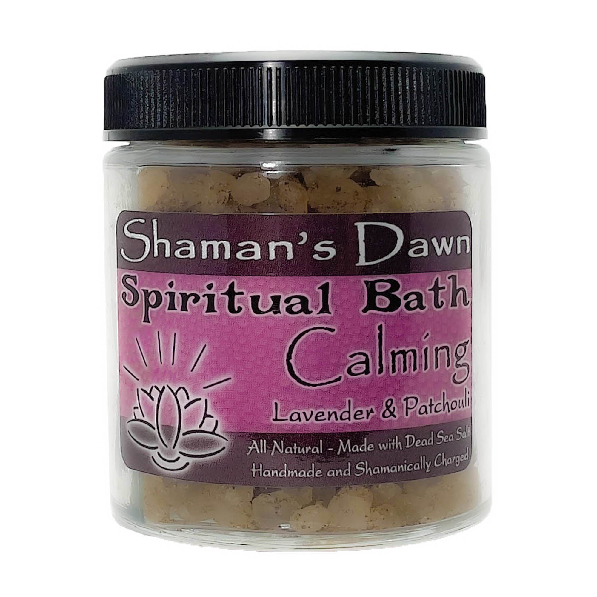 Silhouette of a calming spiritual bath with Dead Sea salt, featuring Shamans Dawn bath salts for relaxation and stress relief.