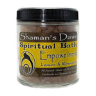 Silhouette of a person enjoying a spiritual bath with Dead Sea salts by Shamans Dawn, promoting relaxation and empowerment.