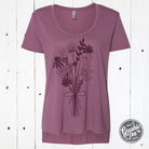 Simply Floral ladies' hi-low scoop neck graphic tee by The Graphic Tee, featuring floral print and casual comfortable fit.