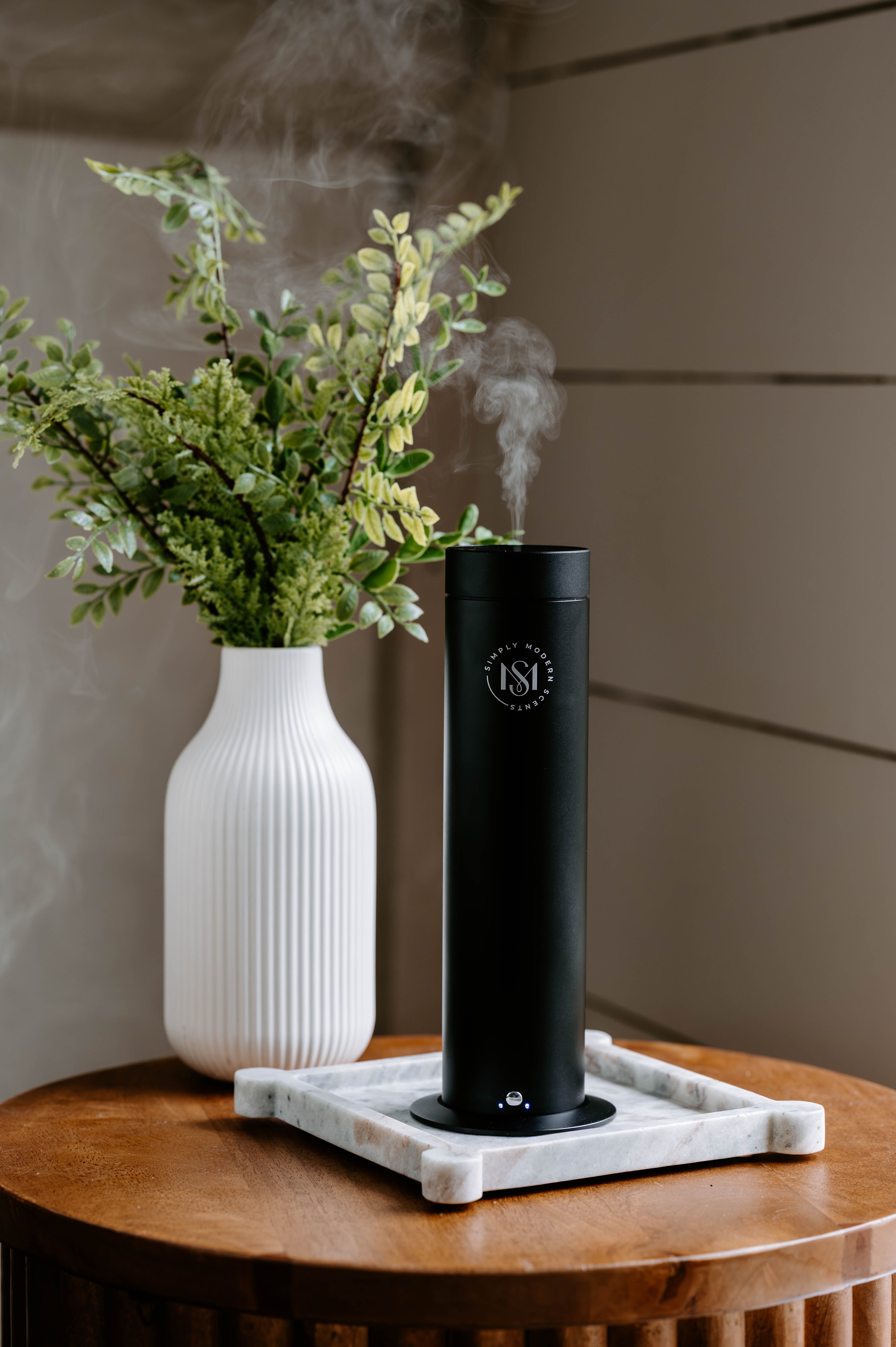 Simply Modern Scents luxury electric home diffuser with a 2 oz diffuser oil bottle, stylish design for elegant home fragrance.