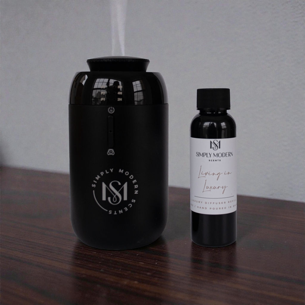 Luxury car diffuser by Simply Modern Scents with a 2 oz diffuser oil, designed to enhance vehicle interior ambiance.