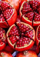 Pomegranate 'Wonderful' tropical fruit tree in a coconut coir pot, grown by Sow Exotic, with lush green leaves and developing fruit.
